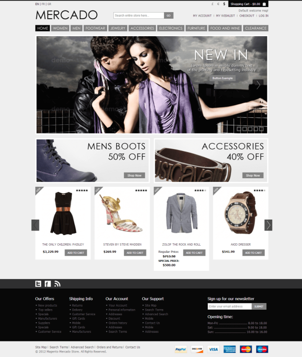 Mẫu web bán hàng thời trang mercado