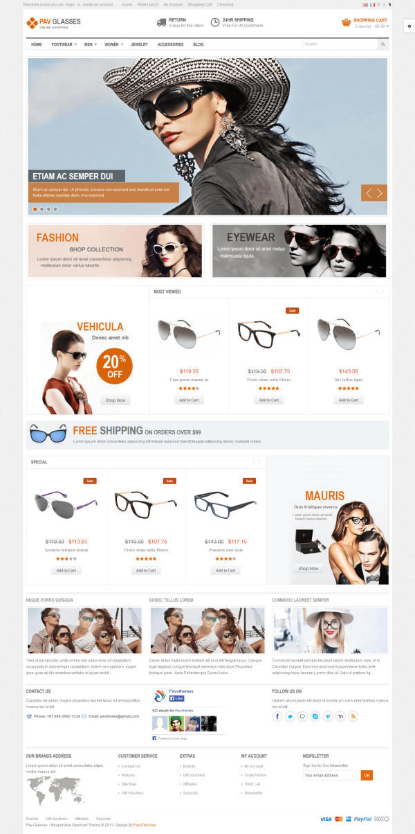 Mẫu web thời trang Flasses